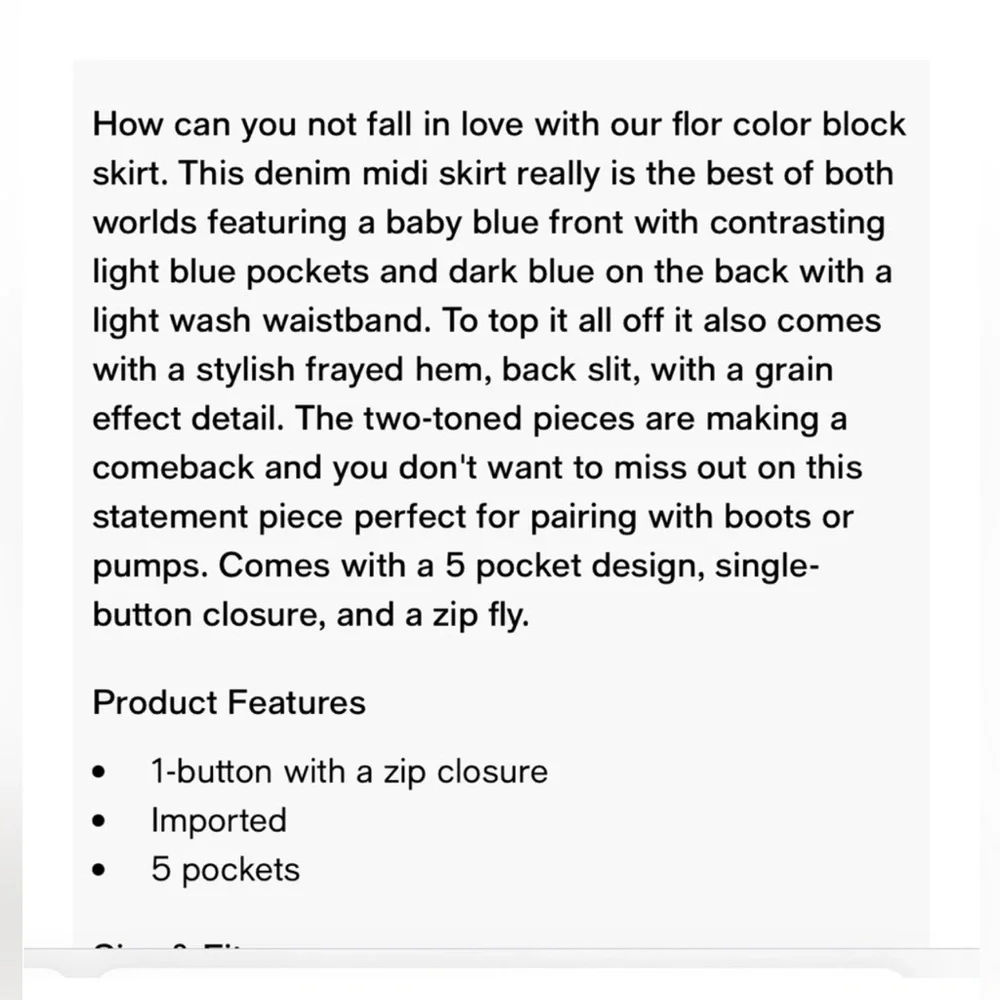 KanCan Color Block Denim MIDI Skirt Sz M - Picture 6 of 10